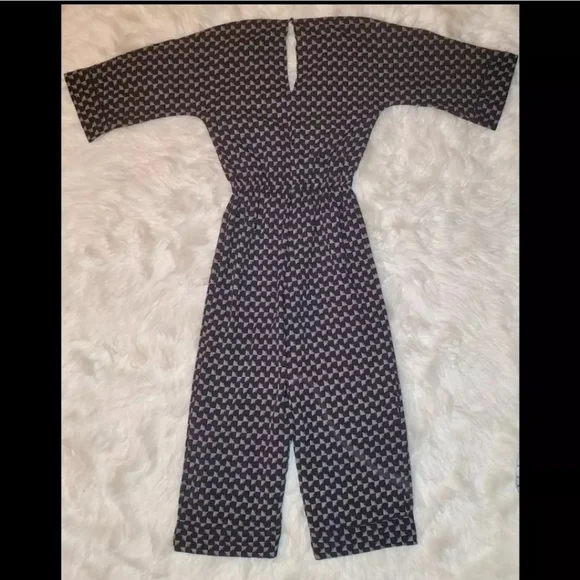 Joie Burgess Geometric Print Jumpsuit Womens XXS Bell 3/4 Sleeve & Cropped Pant